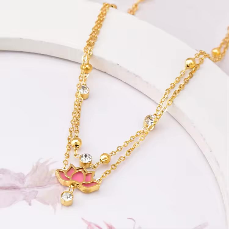 Lotus charm anklet