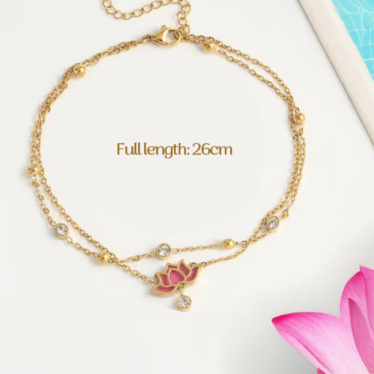 Lotus charm anklet