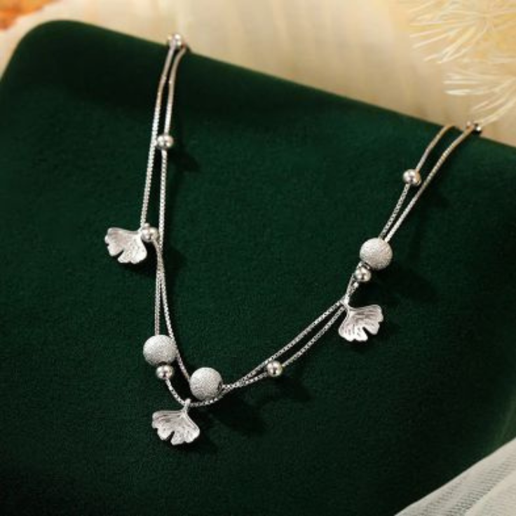 Silver petal anklet