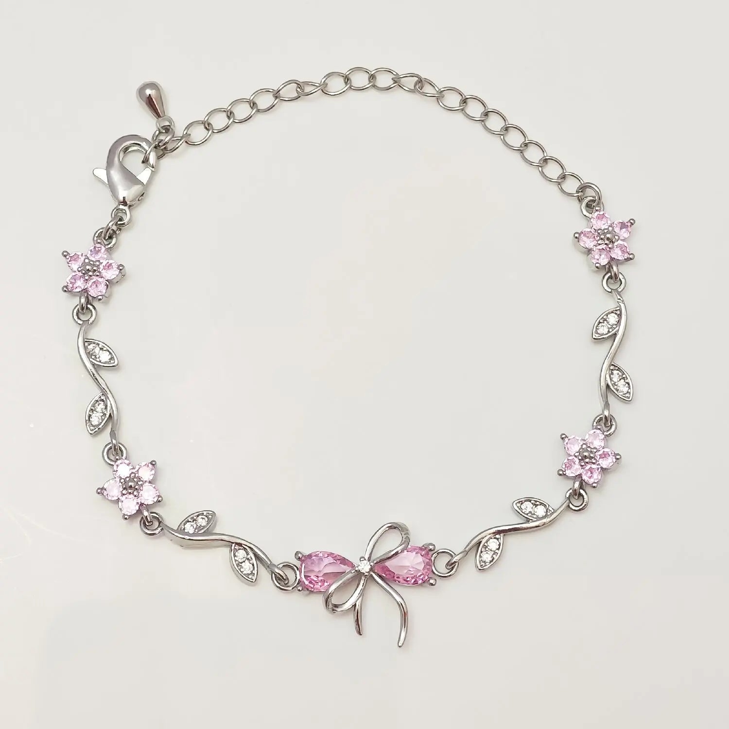 Silver blush knot bracelet