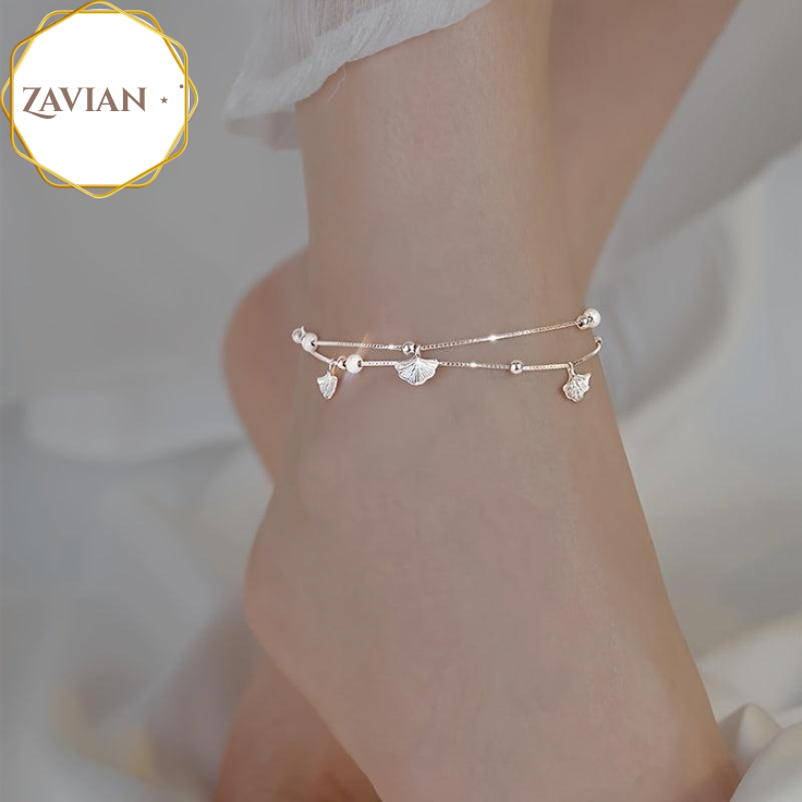 Silver petal anklet
